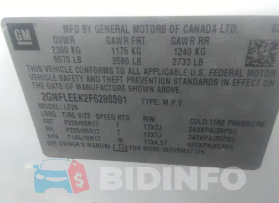 2GNFLEEK2F6280391 Photo# 9