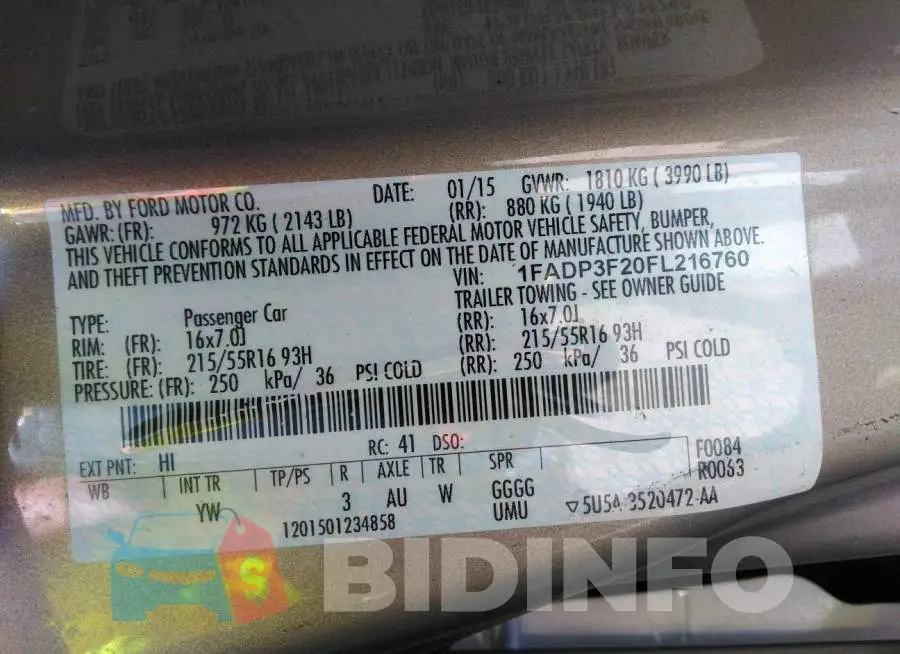 1FADP3F20FL216760 Photo# 9