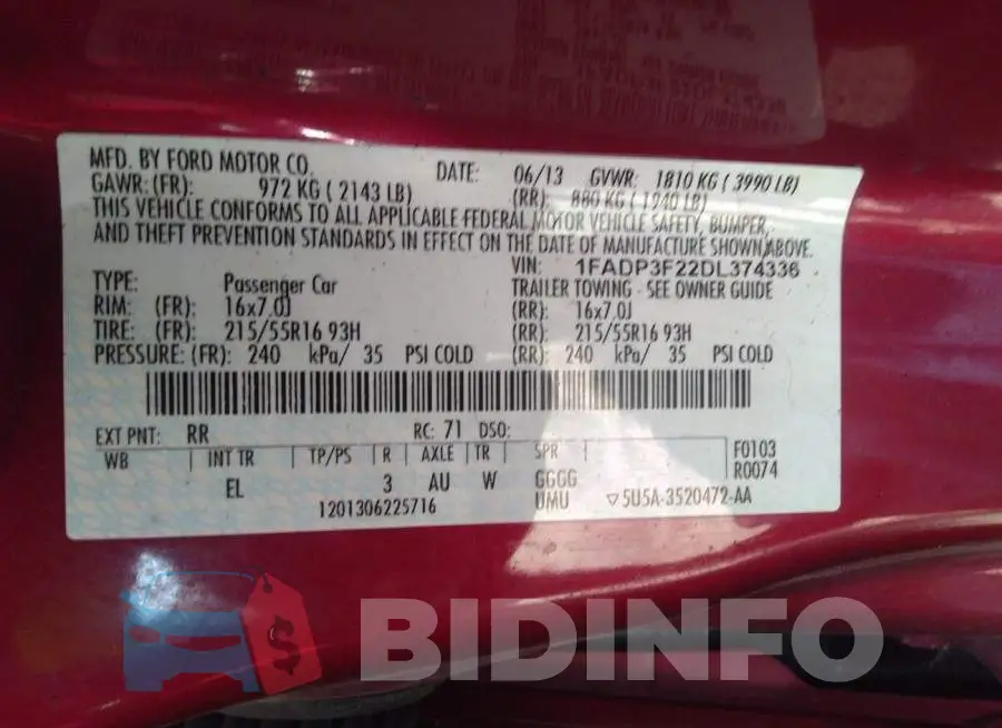 1FADP3F22DL374336 Photo# 9