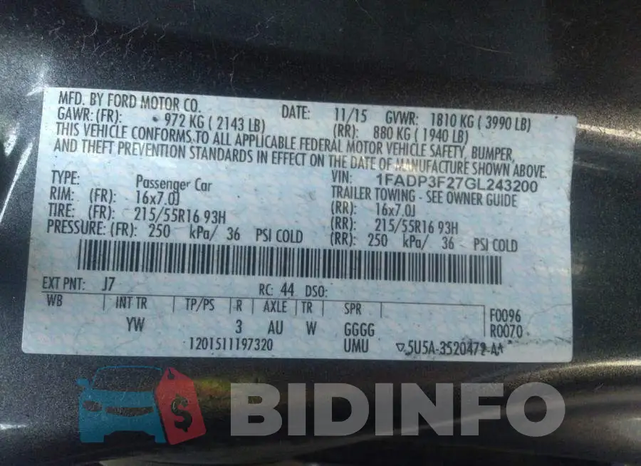 1FADP3F27GL243200 Photo# 9