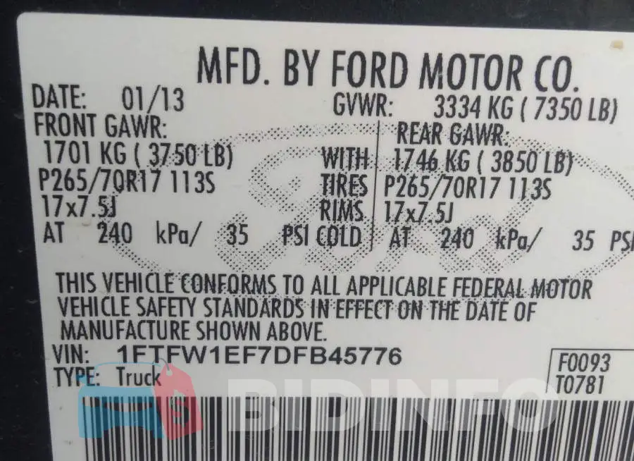1FTFW1EF7DFB45776 Photo# 9