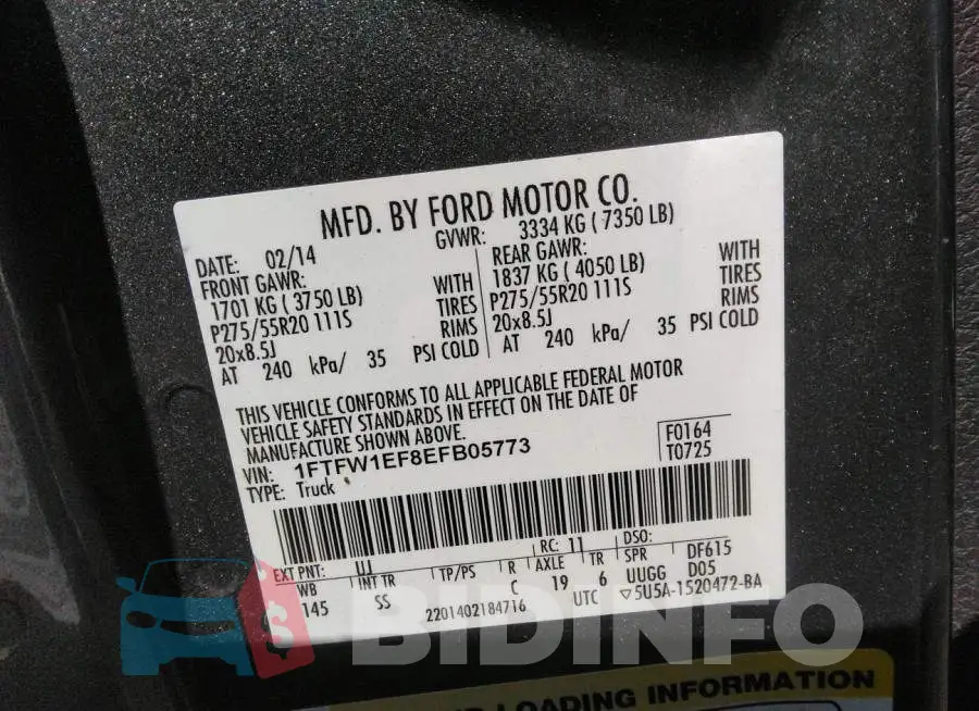 1FTFW1EF8EFB05773 Photo# 9