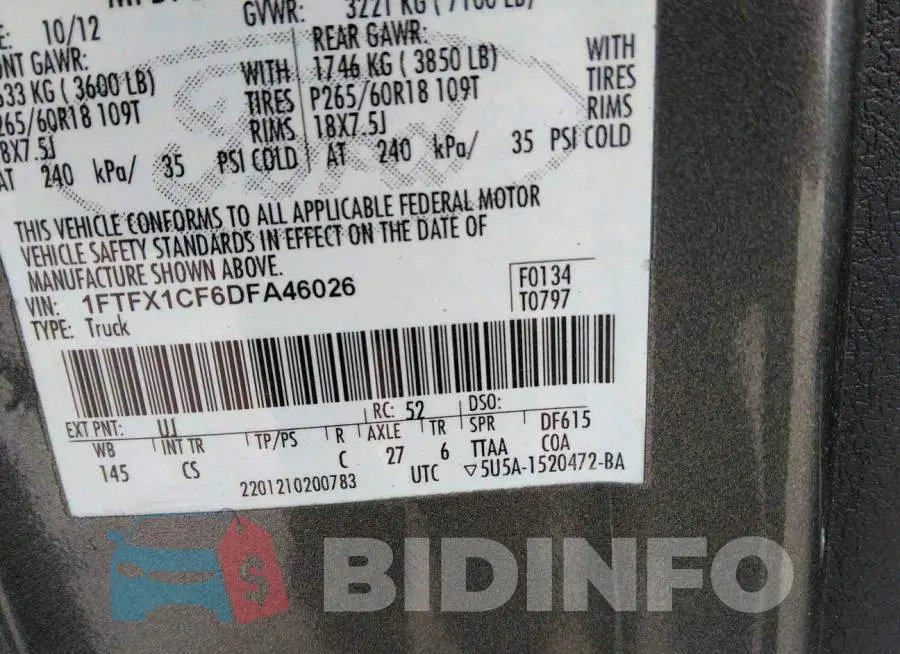 1FTFX1CF6DFA46026 Photo# 9