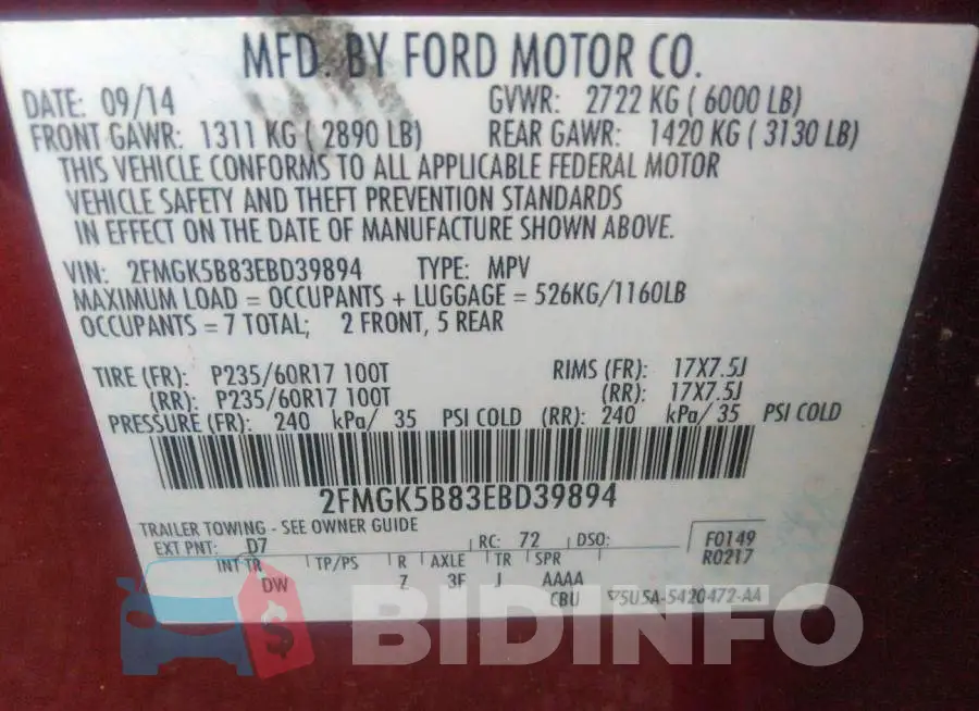 2FMGK5B83EBD39894 Photo# 9