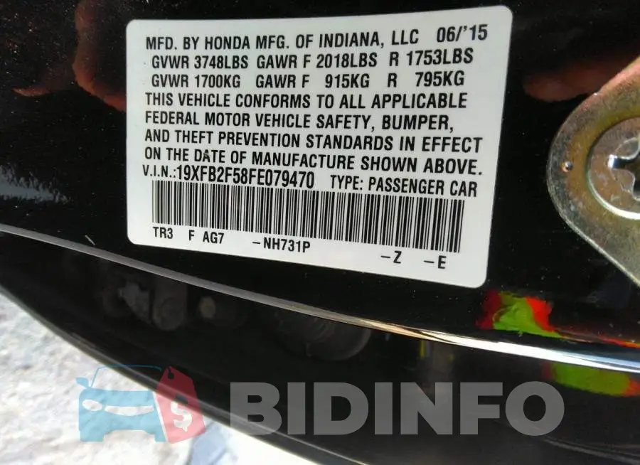 19XFB2F58FE079470 Photo# 9
