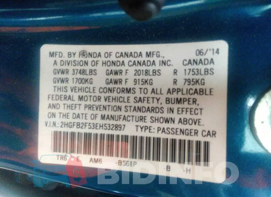 2HGFB2F53EH532897 Photo# 9