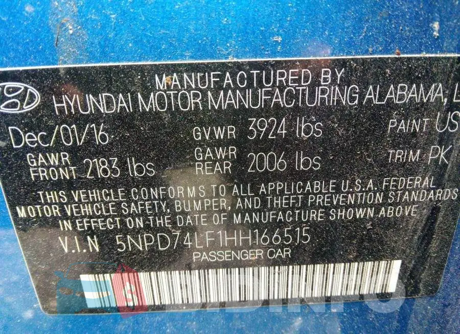 5NPD74LF1HH166515 Photo# 9