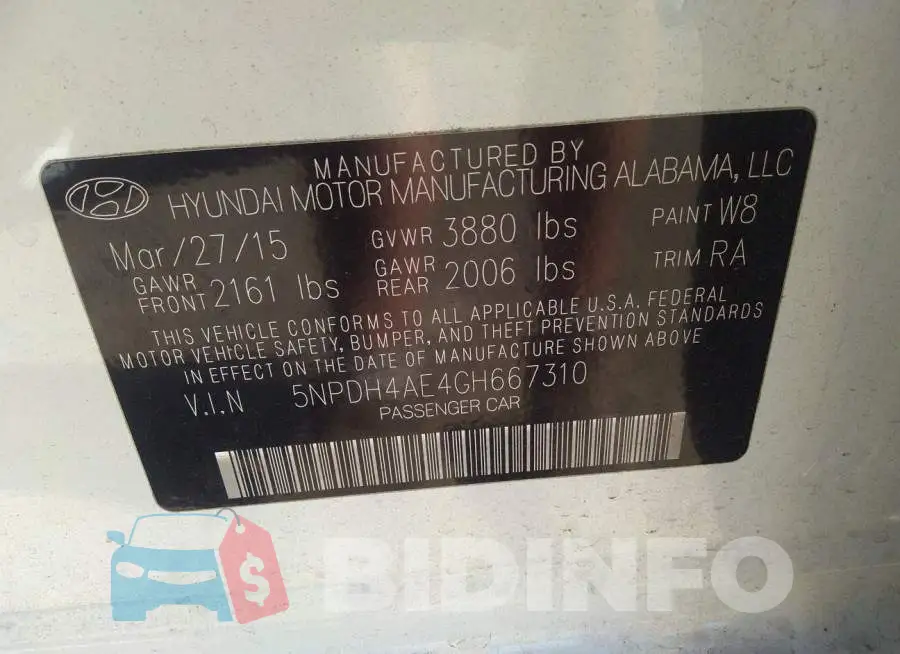 5NPDH4AE4GH667310 Photo# 9