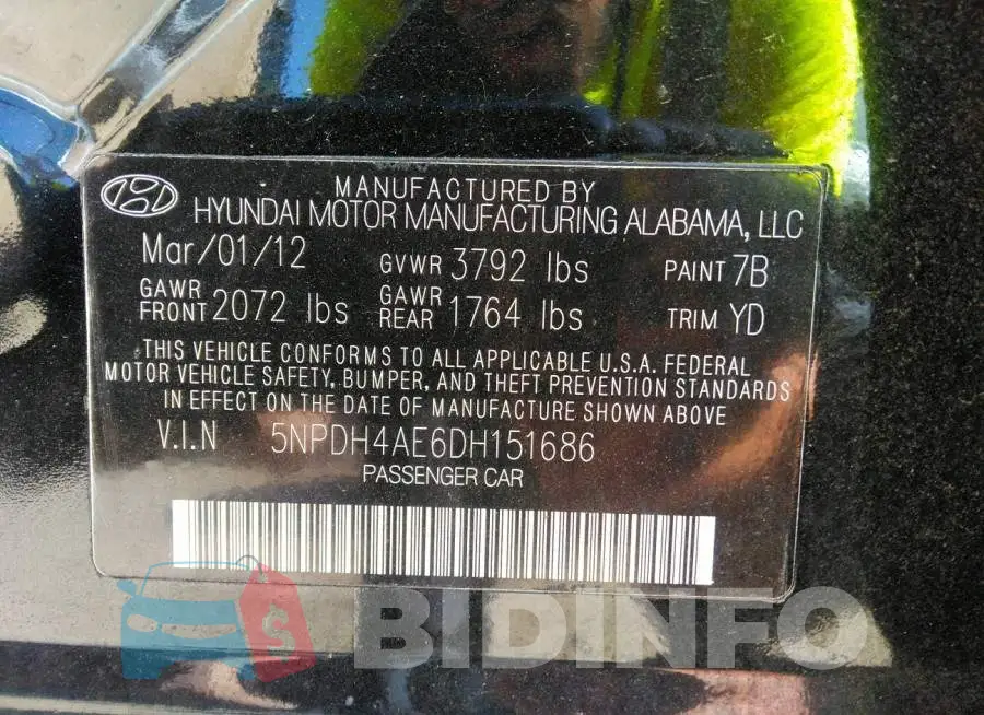 5NPDH4AE6DH151686 Photo# 9