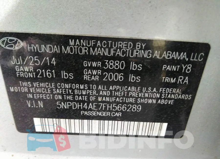 5NPDH4AE7FH566289 Photo# 9