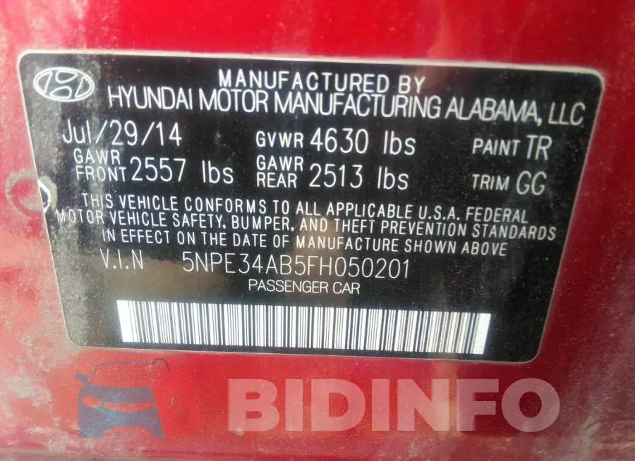 5NPE34AB5FH050201 Photo# 9