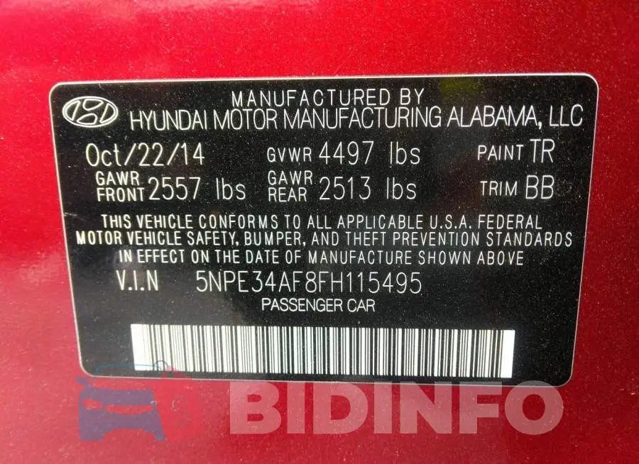 5NPE34AF8FH115495 Photo# 9