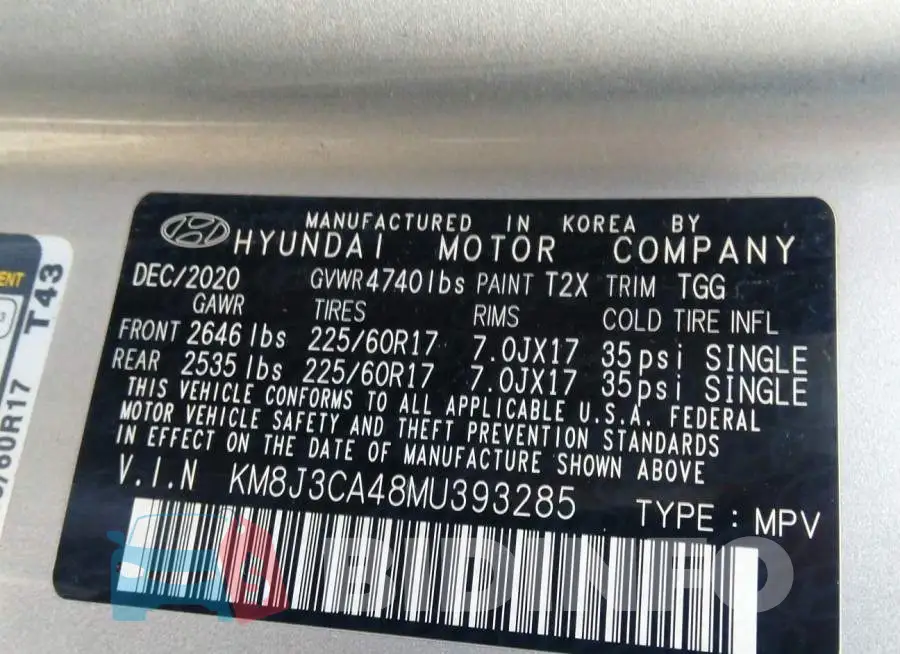 KM8J3CA48MU393285 Photo# 9