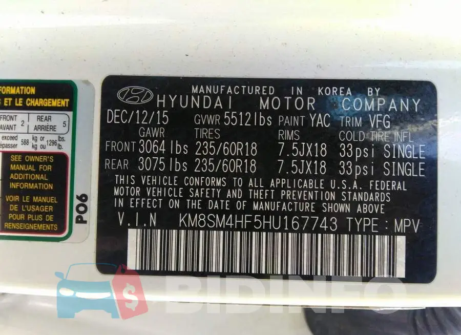 KM8SM4HF5HU167743 Photo# 9