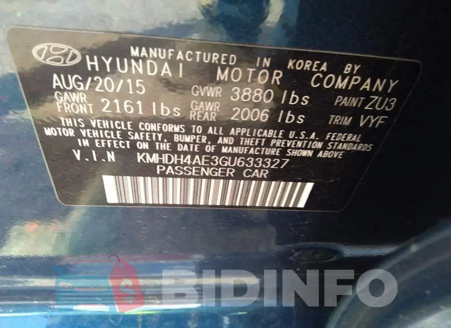 KMHDH4AE3GU633327 Photo# 9