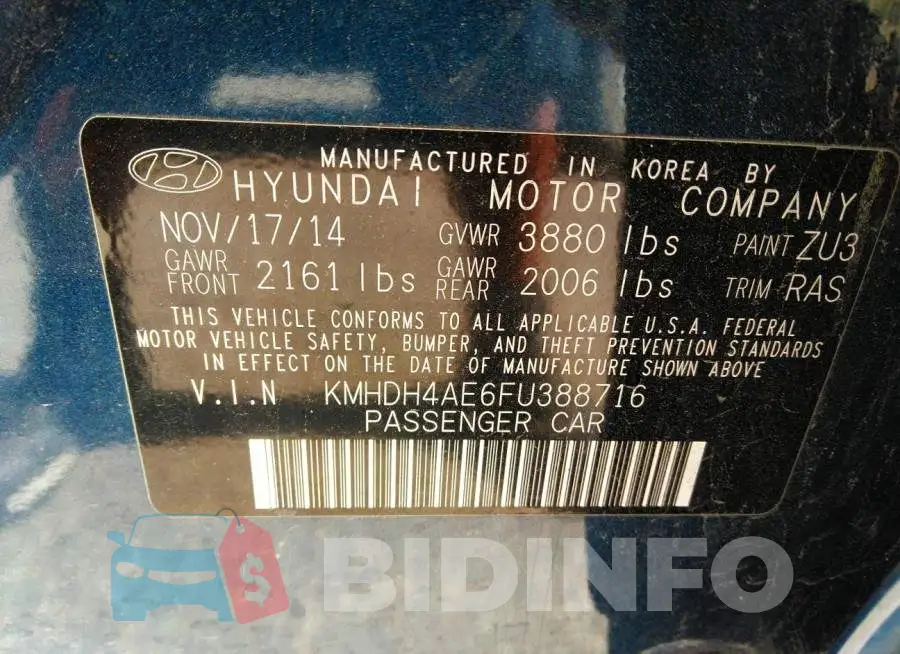 KMHDH4AE6FU388716 Photo# 9