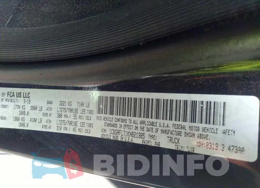 1C6SRFLT1KN821385 Photo# 9