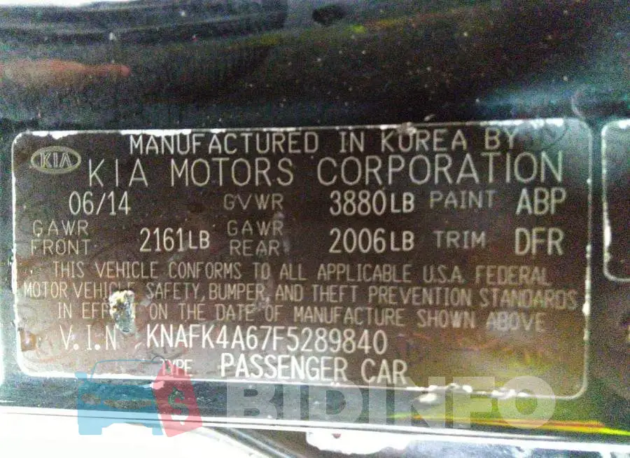 KNAFK4A67F5289840 Photo# 9