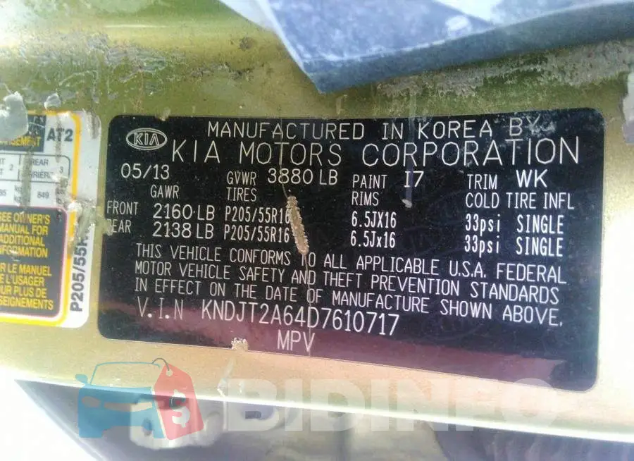 KNDJT2A64D7610717 Photo# 9