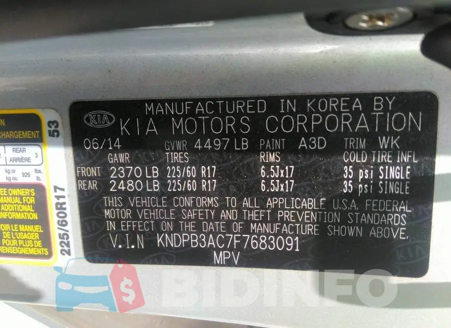 KNDPB3AC7F7683091 Photo# 9