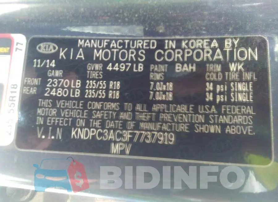 KNDPC3AC3F7737919 Photo# 9