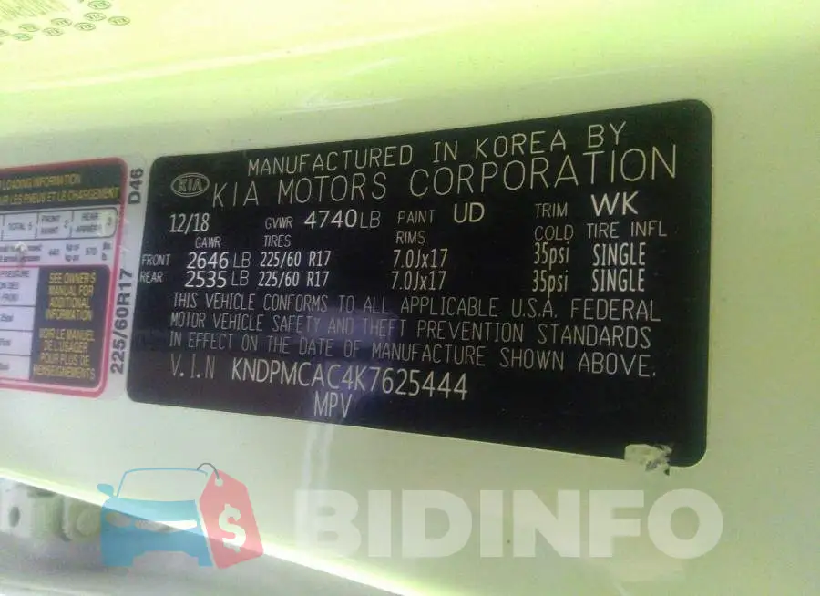 KNDPMCAC4K7625444 Photo# 9