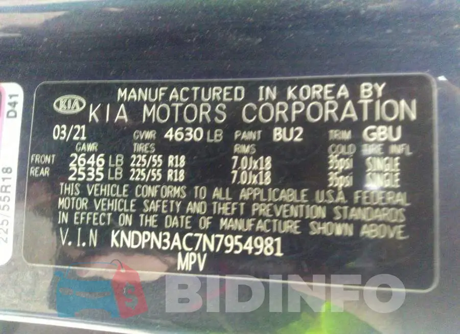 KNDPN3AC7N7954981 Photo# 9