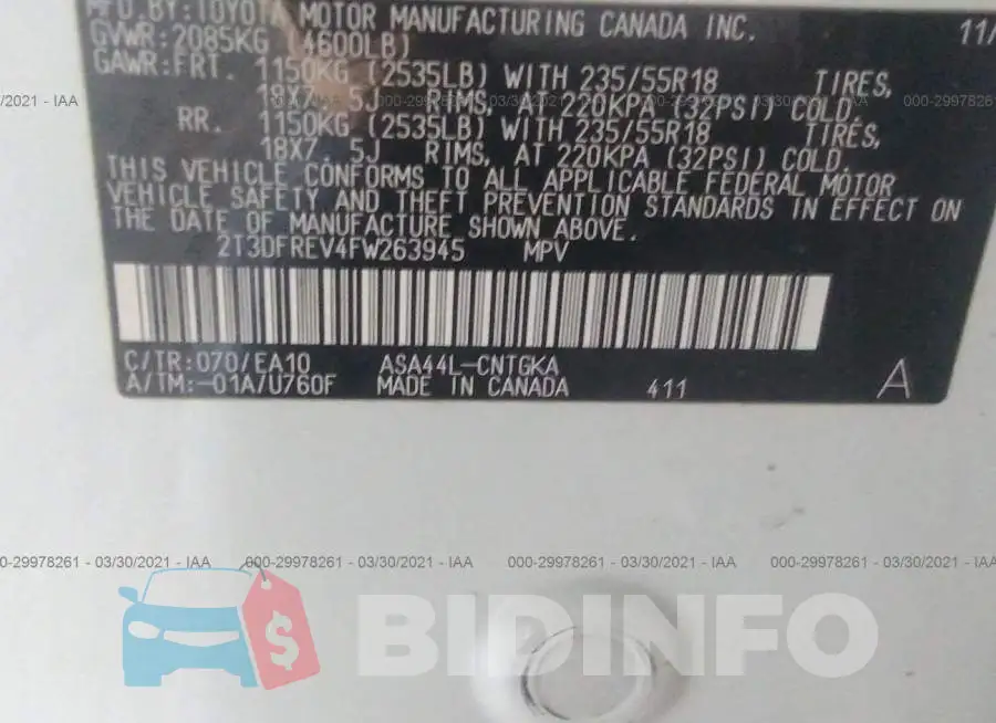 2T3DFREV4FW263945 Photo# 9