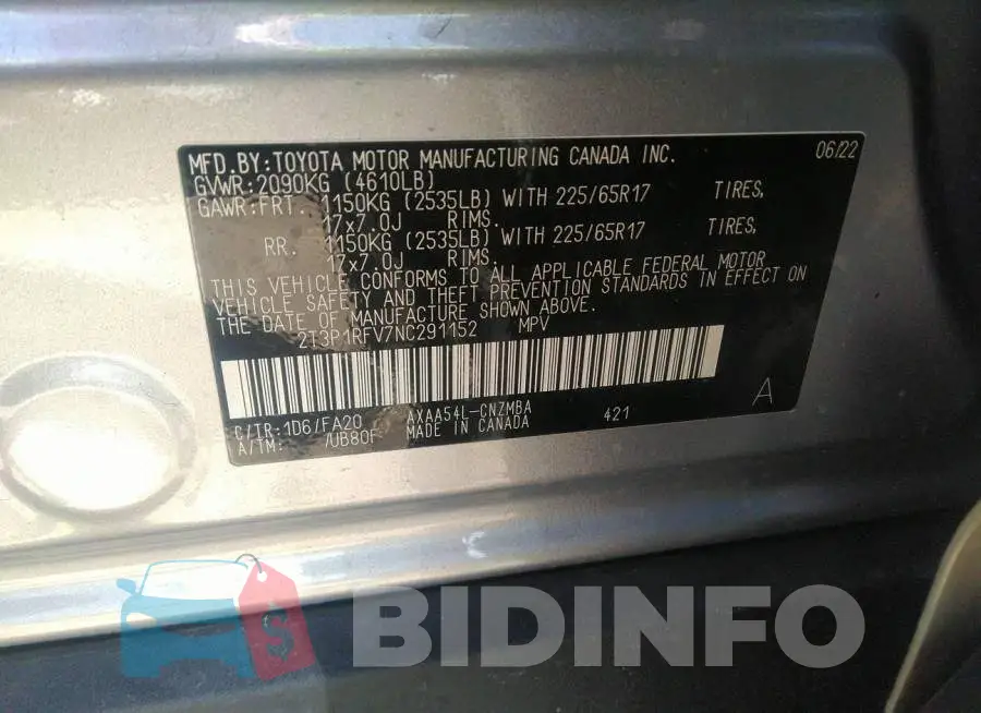2T3P1RFV7NC291152 Photo# 9