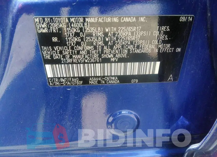 2T3RFREV5FW236761 Photo# 9