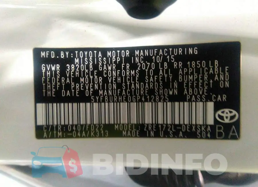 5YFBURHE0GP412825 Photo# 9