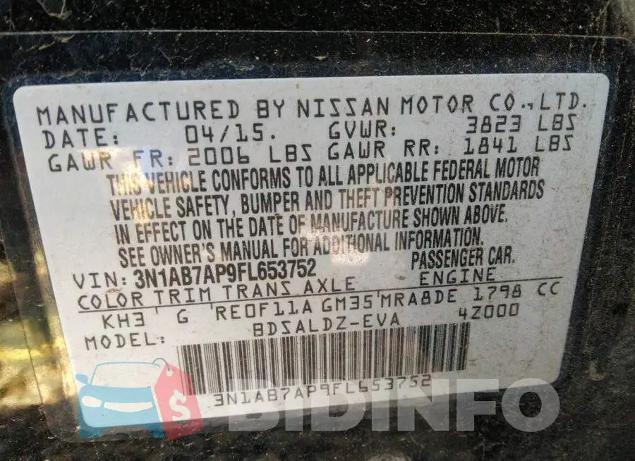 3N1AB7AP9FL653752 Photo# 9