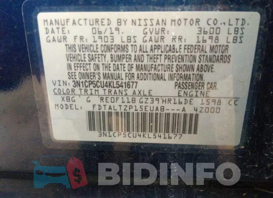 3N1CP5CU4KL541677 Photo# 9