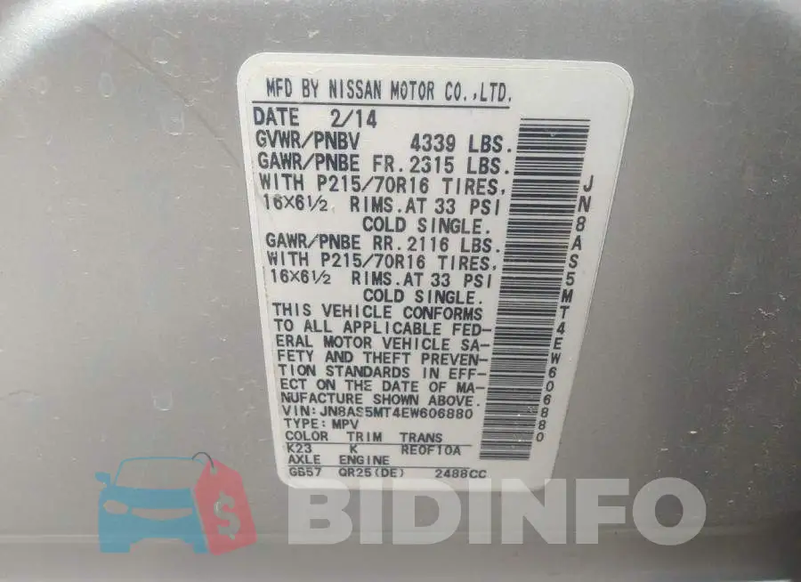 JN8AS5MT4EW606880 Photo# 9