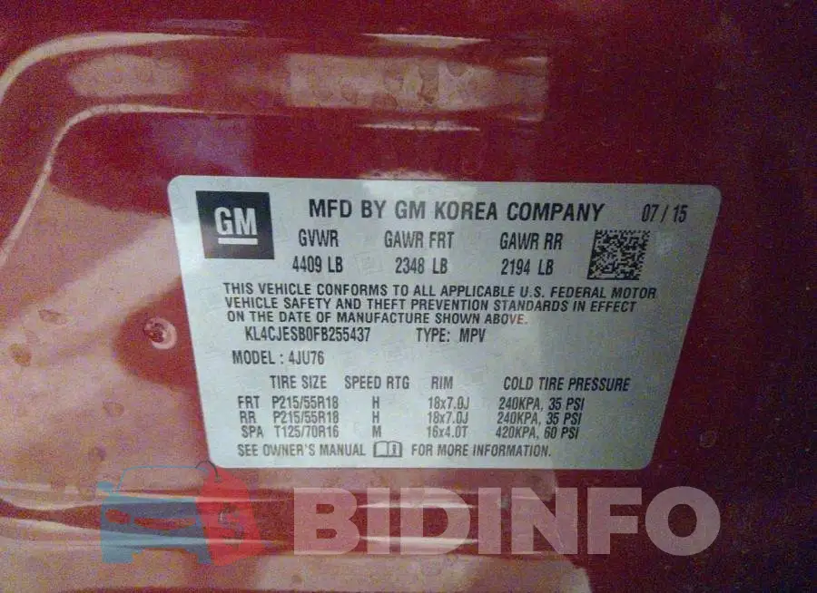 KL4CJESB0FB255437 Photo# 9