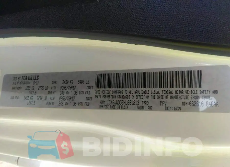 1C4BJWDG3HL691213 Photo# 9