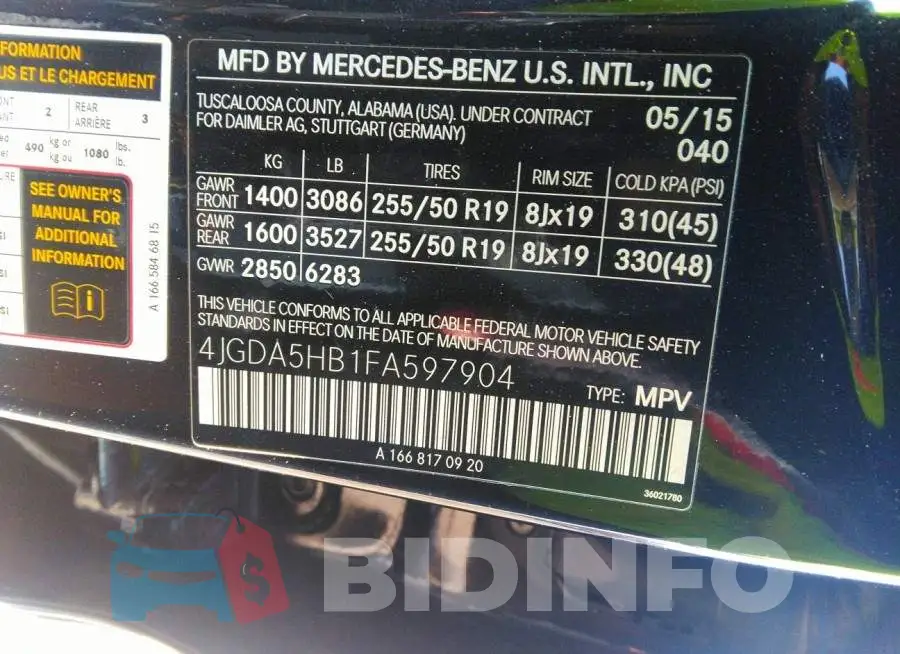 4JGDA5HB1FA597904 Photo# 9