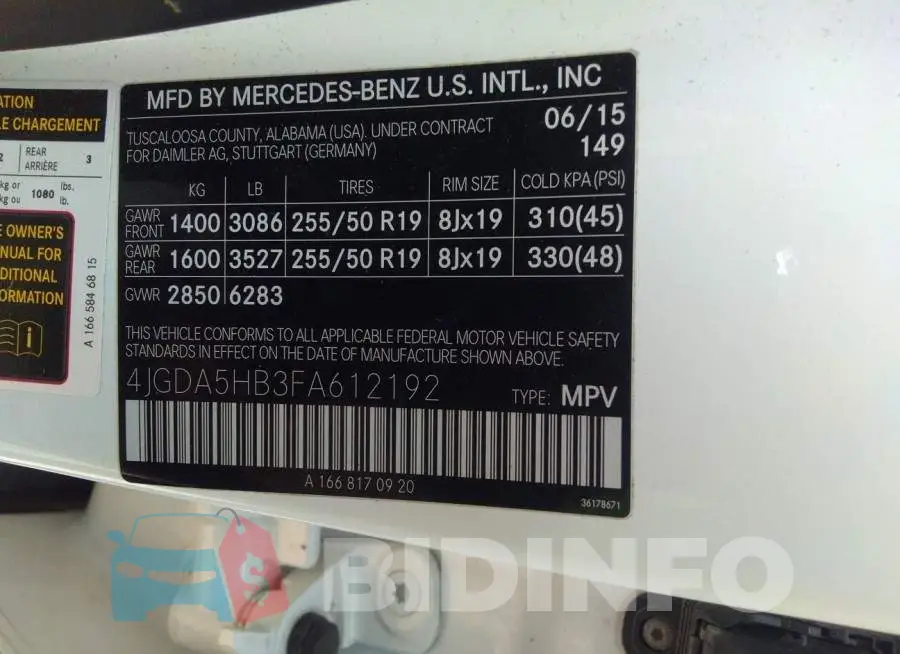 4JGDA5HB3FA612192 Photo# 9