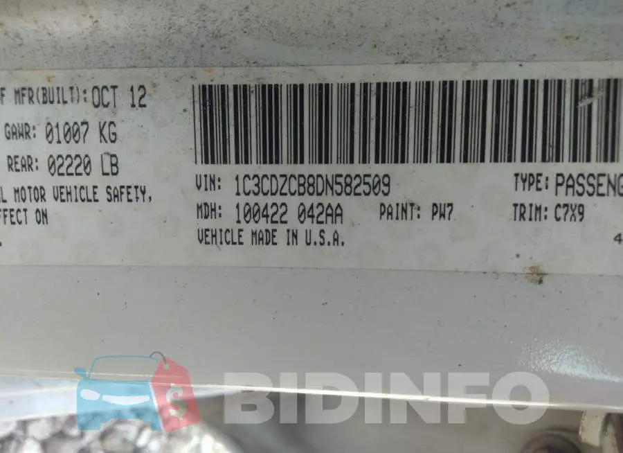 1C3CDZCB8DN582509 Photo# 9