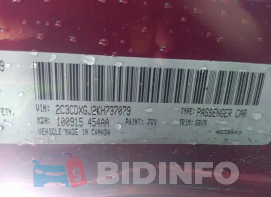 2C3CDXGJ2KH737079 Photo# 9