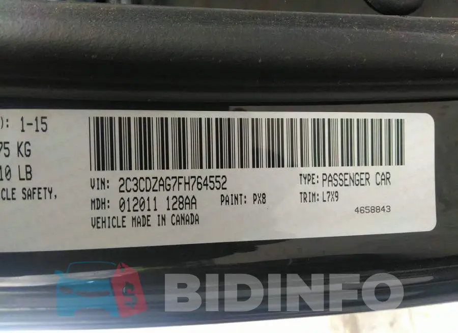 2C3CDZAG7FH764552 Photo# 9