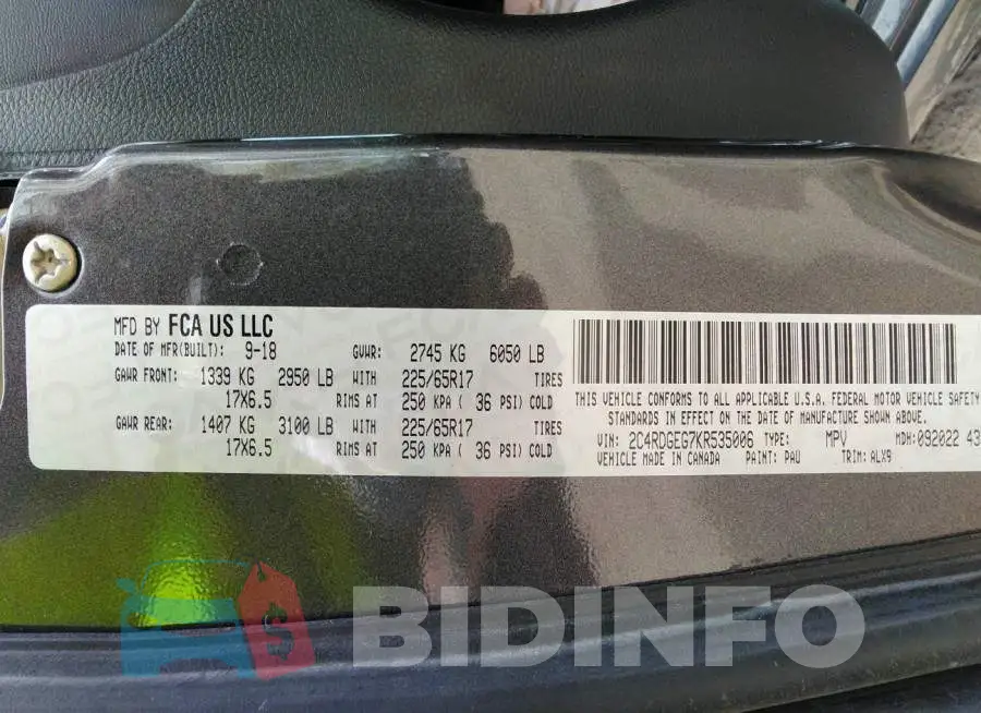 2C4RDGEG7KR535006 Photo# 9