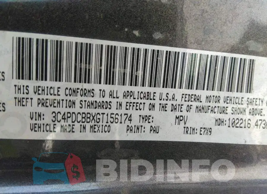 3C4PDCBBXGT156174 Photo# 9