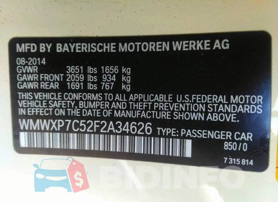 WMWXP7C52F2A34626 Photo# 9