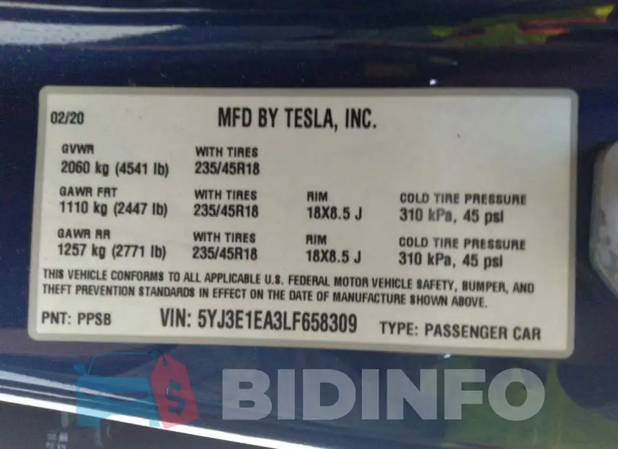 5YJ3E1EA3LF658309 Photo# 9