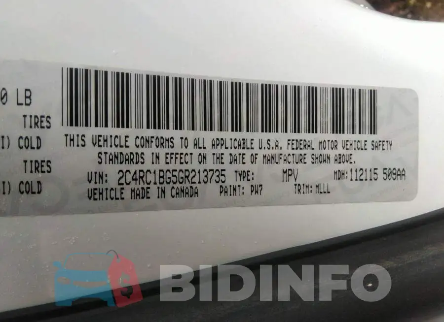 2C4RC1BG5GR213735 Photo# 9