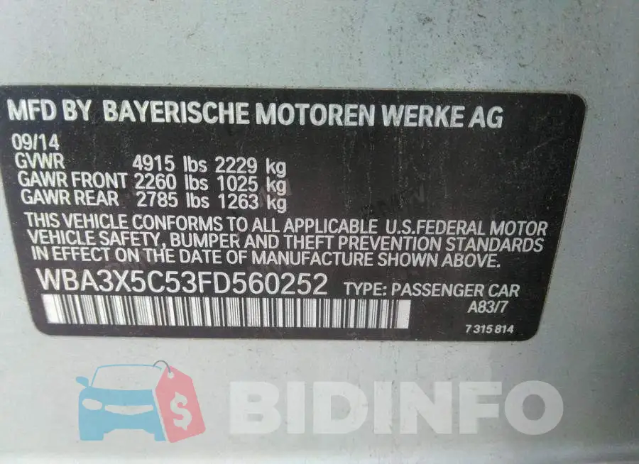 WBA3X5C53FD560252 Photo# 9
