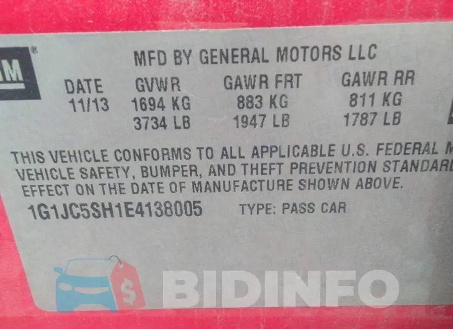 1G1JC5SH1E4138005 Photo# 9
