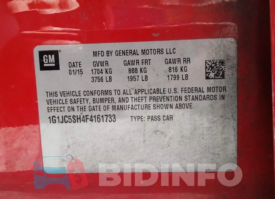 1G1JC5SH4F4161733 Photo# 9