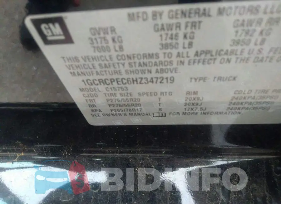 1GCRCPEC6HZ347219 Photo# 9